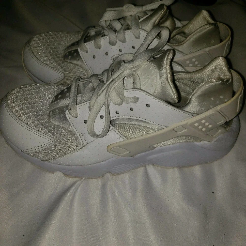Nike Mens 318429 111 Air Huarache Lace Up Low Top White Sneaker Shoes Size 8‎